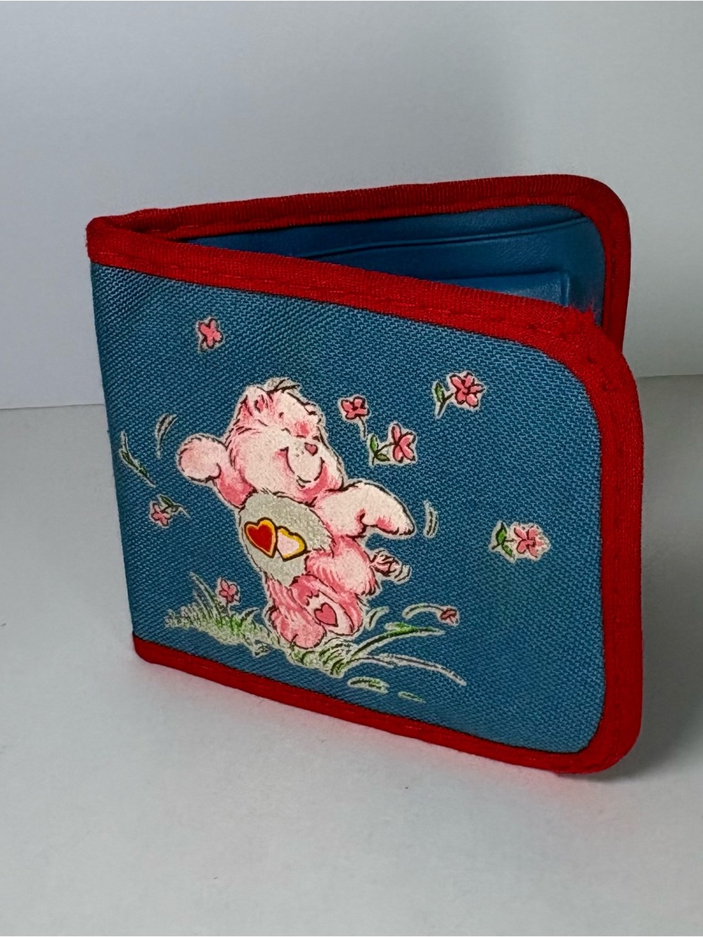 Vintage 1983 Care Bears Love-a-Lot Bear Bifold Canvas Wallet Snap Coin Pouch